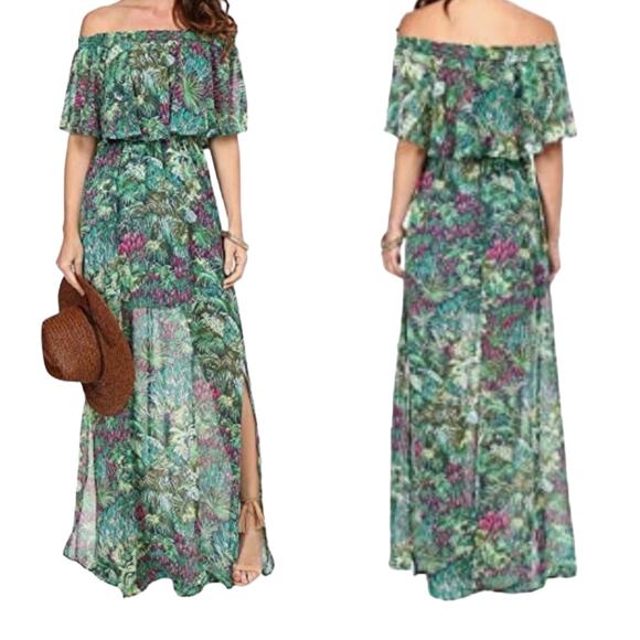 Show Me Your Mumu Hacienda Green Leaf Maxi Dress Rainforest Cafe Size Small - Picture 1 of 10